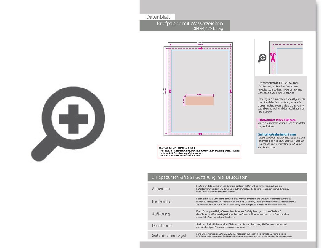 Product Bild briefpapier_din_a6__1_0_farbig__(vorderseite__graustufen___r__ckseite__unbedruckt)__bankpostpapier_mit_wasserzeichen