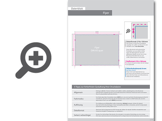 Product Bild multiloft-flyer_din_a5_quer_(21_0_cm_x_14_8_cm)_einseitig_folienkaschiert_gl__nzend_mit_einseitig_partieller_uv-lackierung__4_0_farbig_(einseitiger_druck)