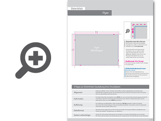 Product Bild multiloft-flyer_din_a8_quer_(7_4_cm_x_5_2_cm)_beidseitig_folienkaschiert_gl__nzend_mit_einseitig_partieller_uv-lackierung__4_4_farbig_(beidseitiger_druck)
